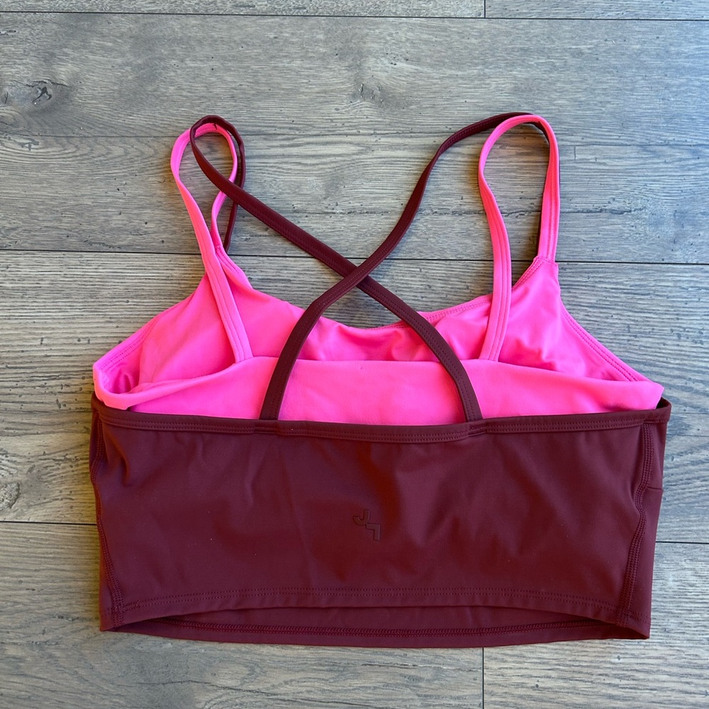 JoyLab Burgundy and Pink Cross-Back Sports Bra - Picture 3 of 6